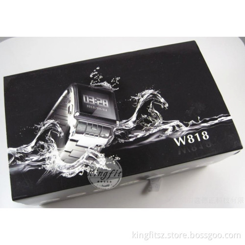 Latest Multimedia GSM Stainless Steel Waterproof Wrist Watch Mobile Phone W818 with WiFi